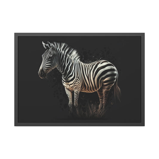 African Beauty: Framed Zebra Print on Natural Canvas