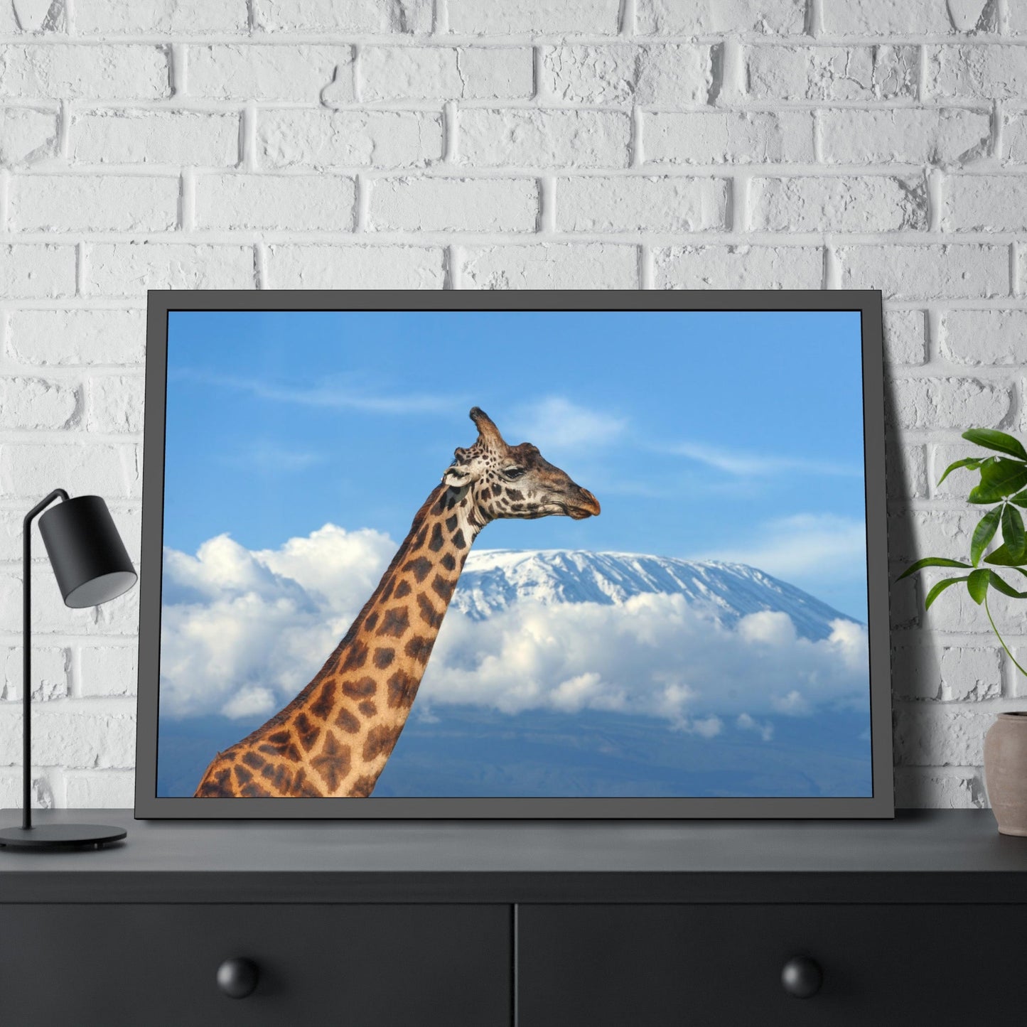 Giraffe Journey: Inspiring Art on a Framed Canvas or Poster