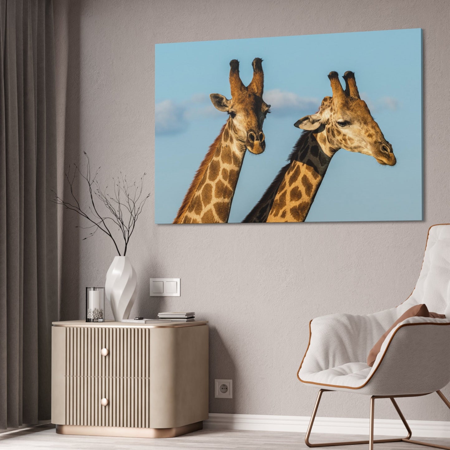 African Adventure: Canvas Wall Art of Giraffes Roaming the Plains