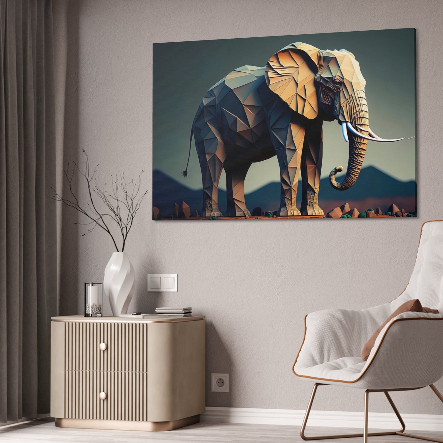 The Gentle Giant: Framed Canvas & Poster Print of an Elephant