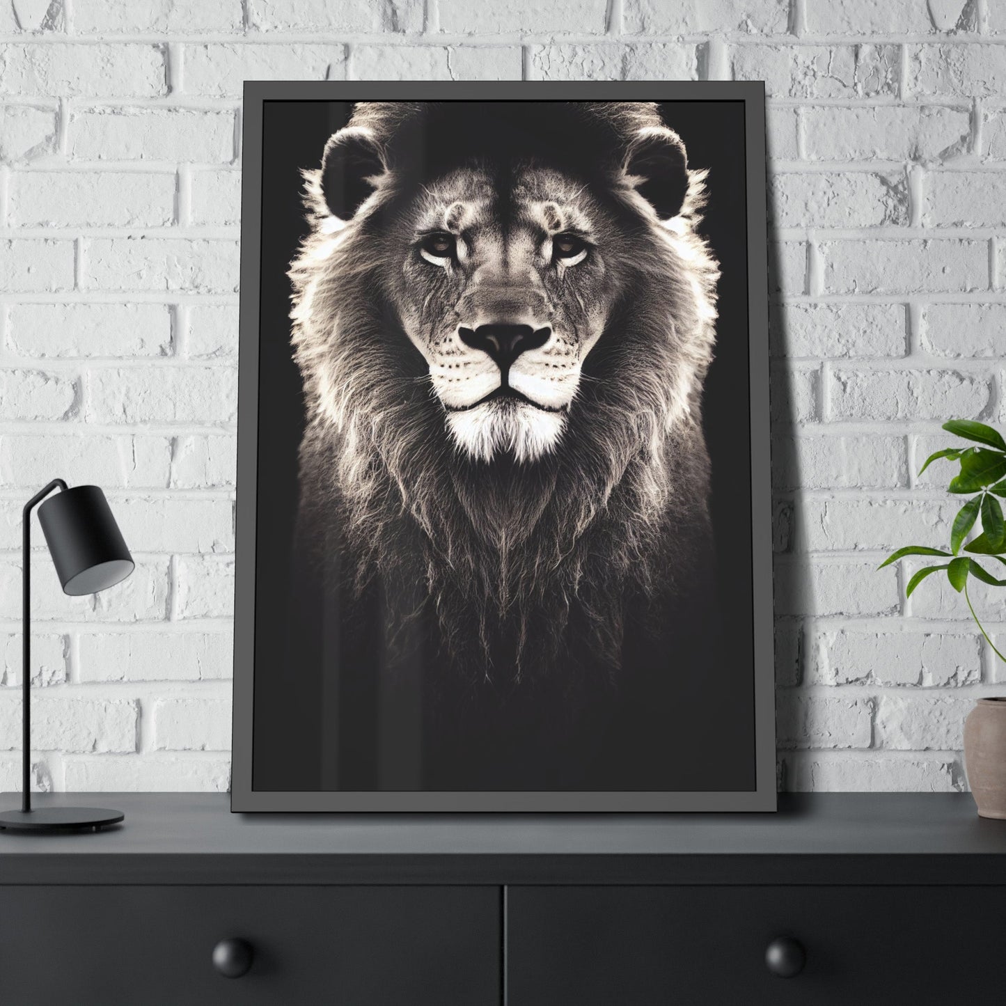 African Majesty: Wall Art of a Regal Lion on Natural Canvas