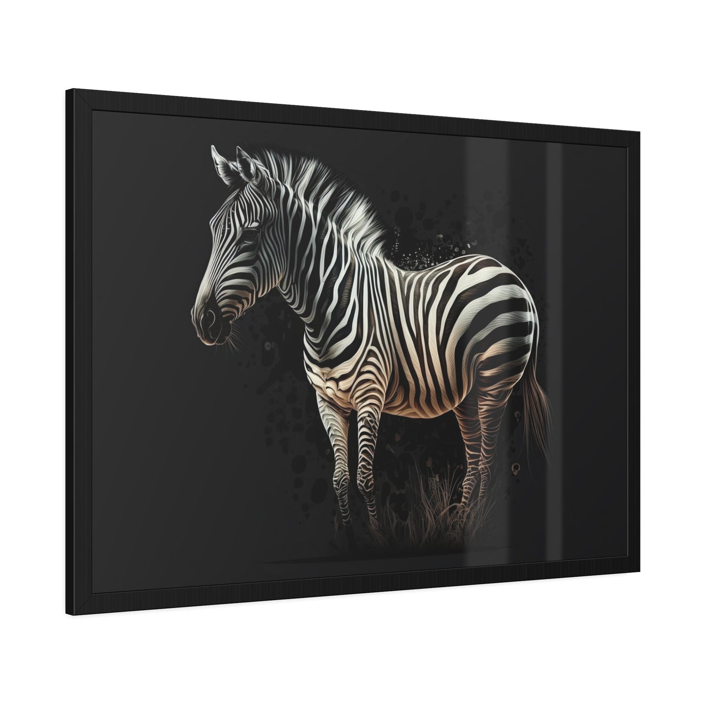 African Beauty: Framed Zebra Print on Natural Canvas