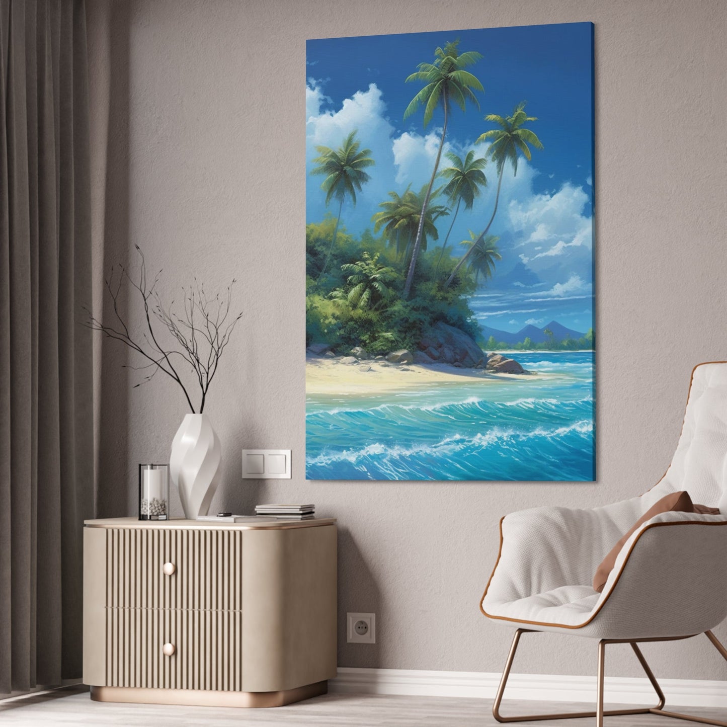 Oceanic Wonders: Canvas Print of a Majestic Beach on an Island