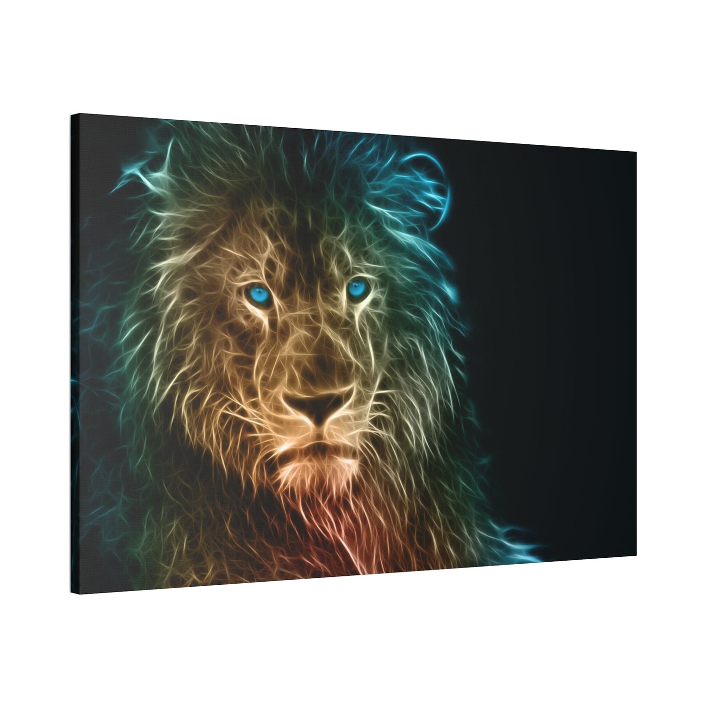 King of the Savanna: Artistic Print on Framed Canvas of a Lion