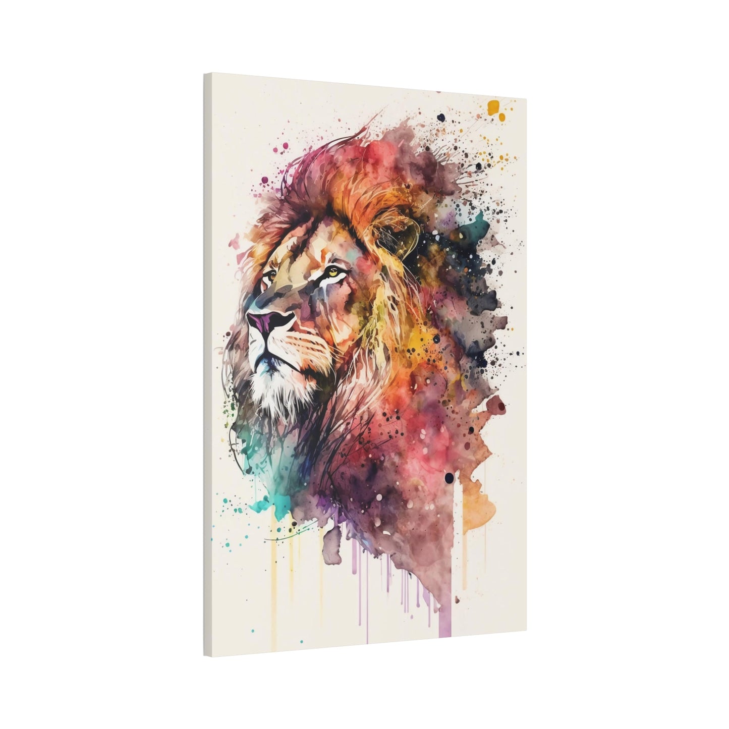 The King's Portrait: Artistic Print on Framed Canvas of a Regal Lion