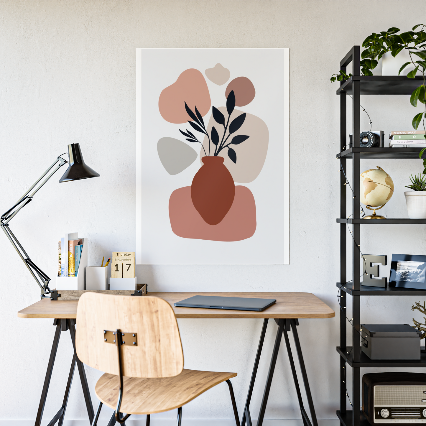 Boldly Minimal: Abstract Posters on Natural Canvas for a Statement Wall
