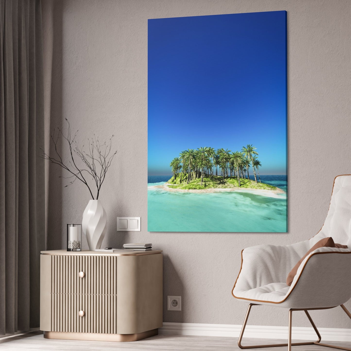 Coastal Charm: Print on Canvas of a Beautiful Beach on an Island