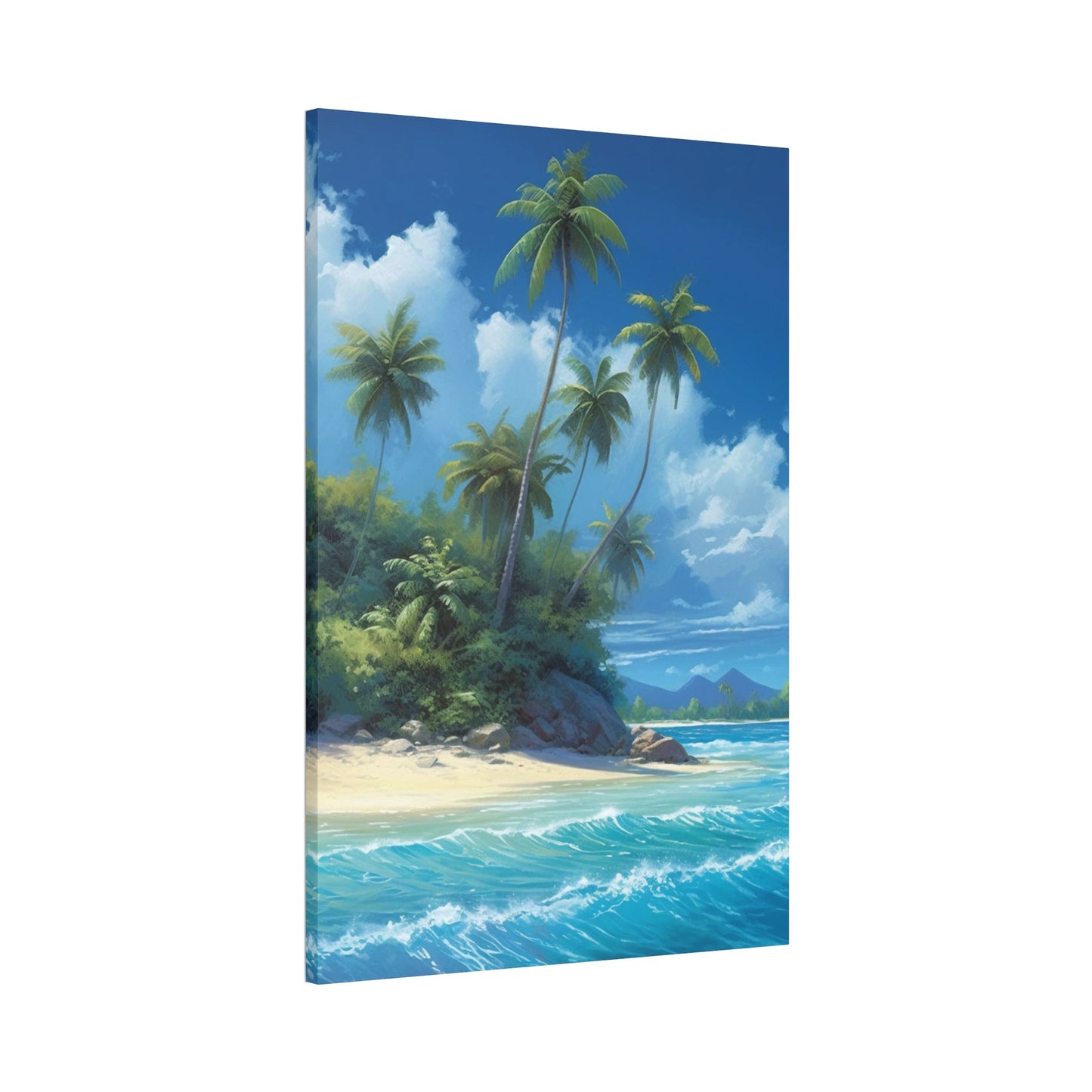 Oceanic Wonders: Canvas Print of a Majestic Beach on an Island