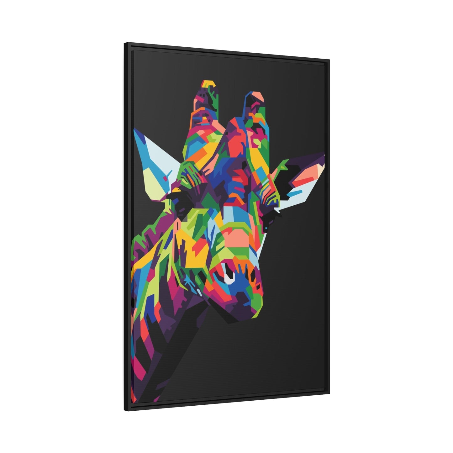 Splash of Color: A Vividly Colored Artistic Print of a Giraffe on Canvas & Poster