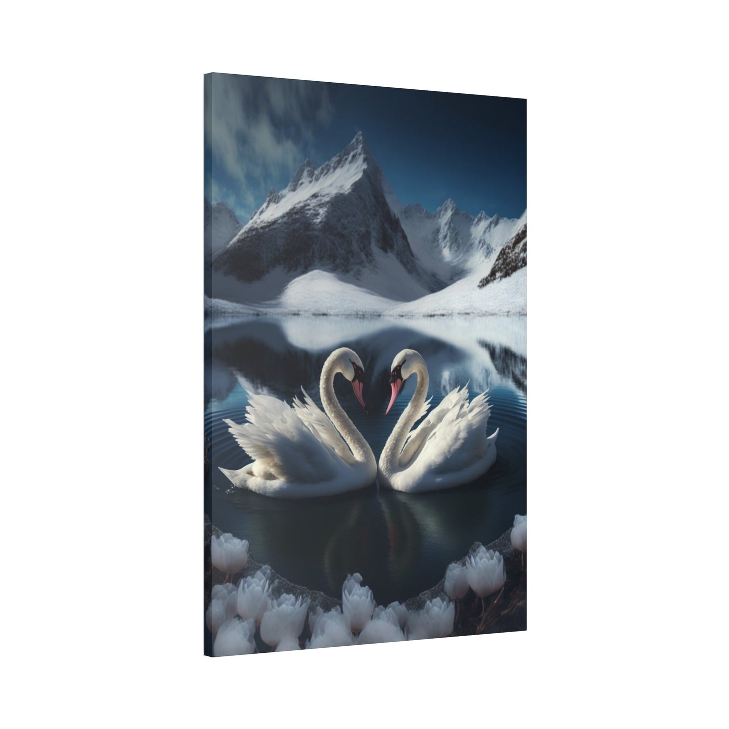 Swan Lake Symphony: Natural Canvas Print of Swans in a Scenic Lake