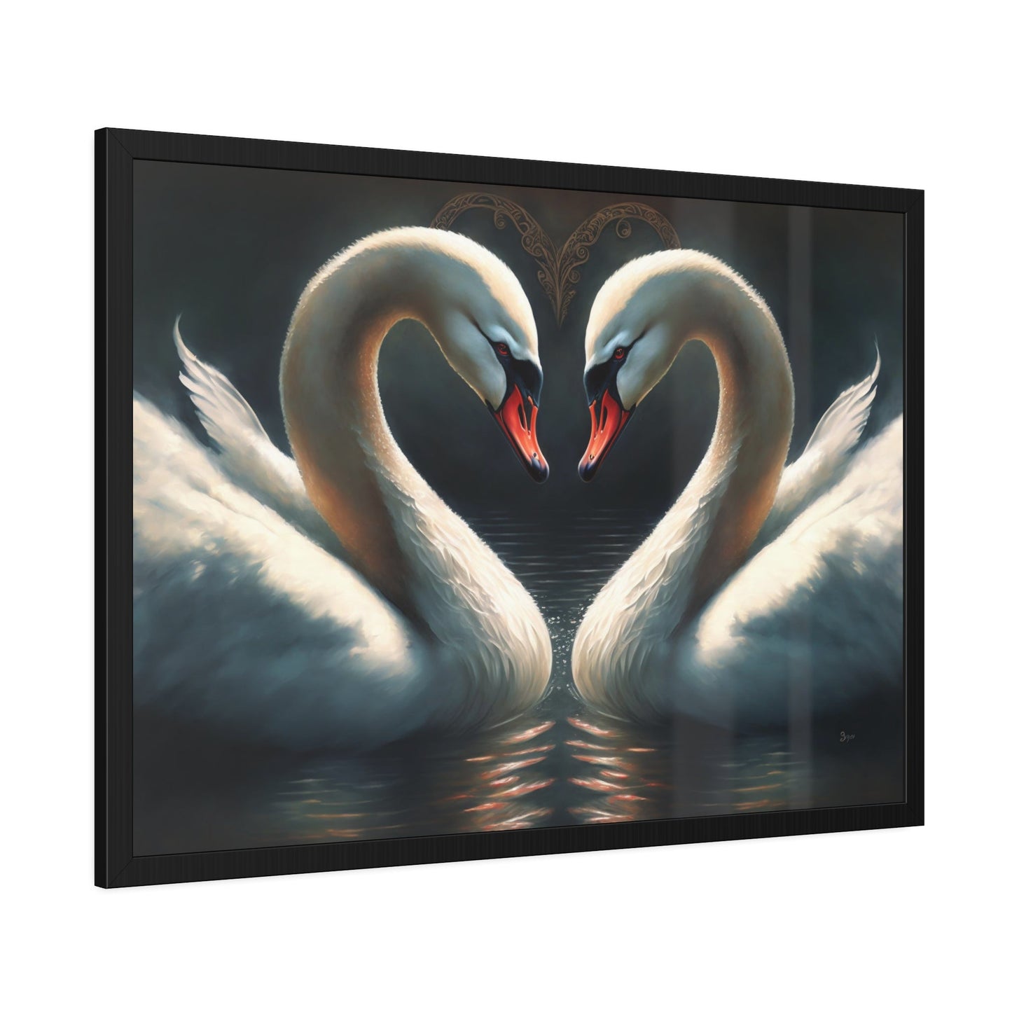 Natural Canvas & Poster Print of Swans in a Calm Setting