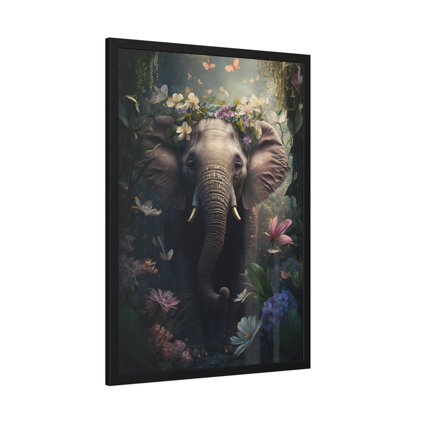 Elephant Dreams: Natural Canvas Print for Bedroom Decor