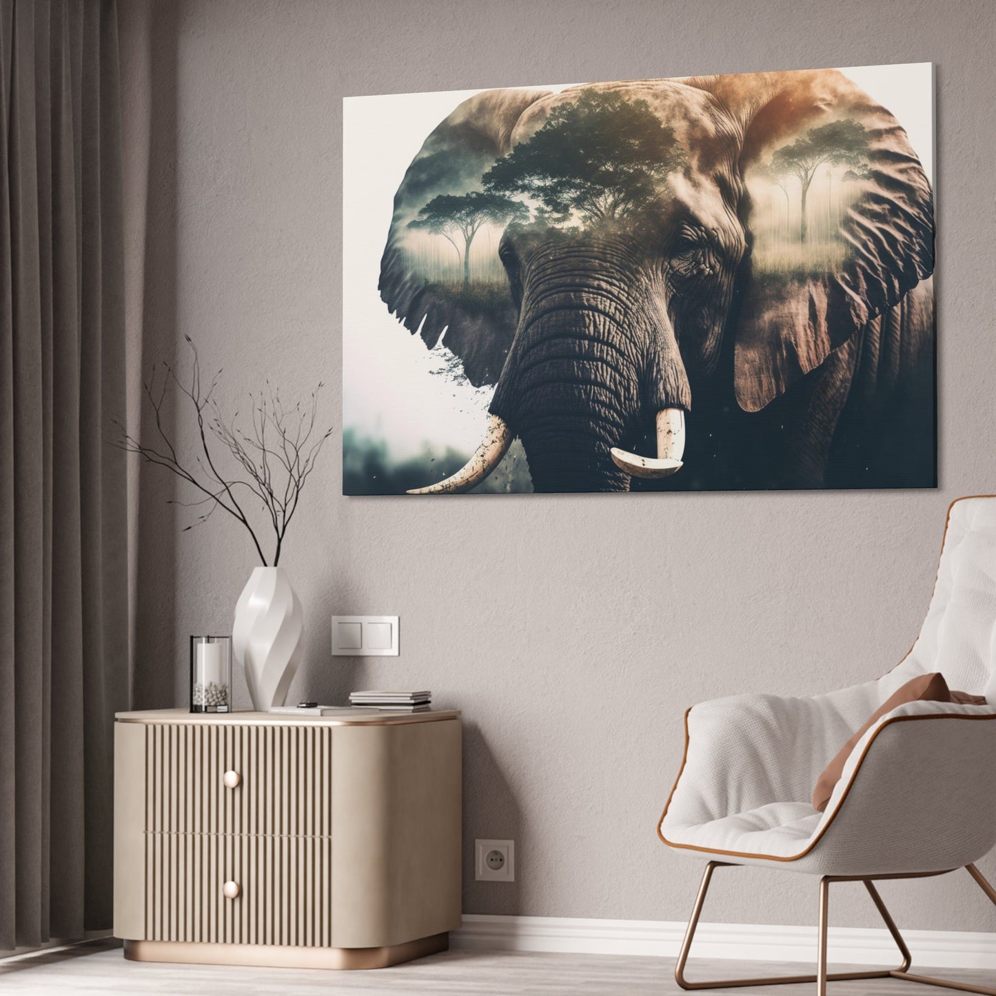 Elegant Elephant: A High-Quality Print on Canvas of an Elephant's Beauty