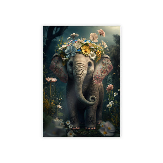 Jungle Majesty: Canvas Print of Elephants and Exotic Plants