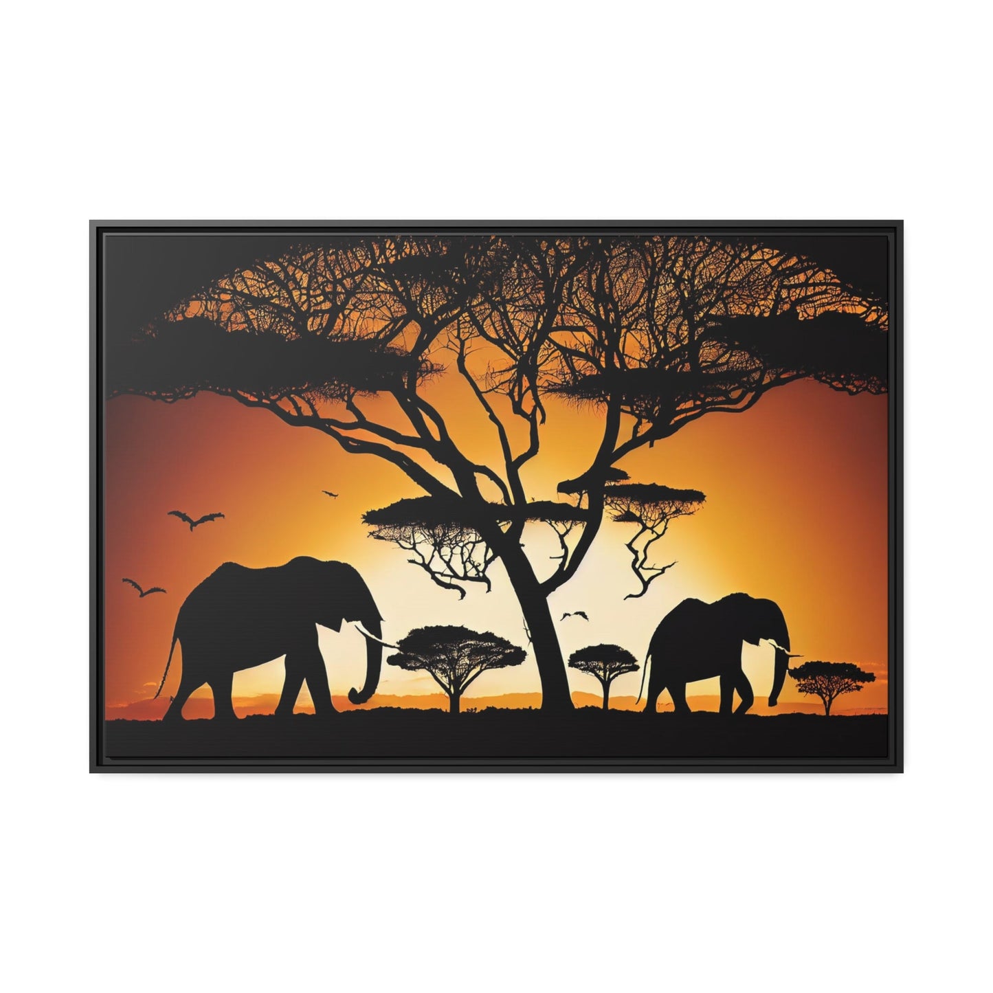 African Majesty: Framed Poster of Elephants in Savanna