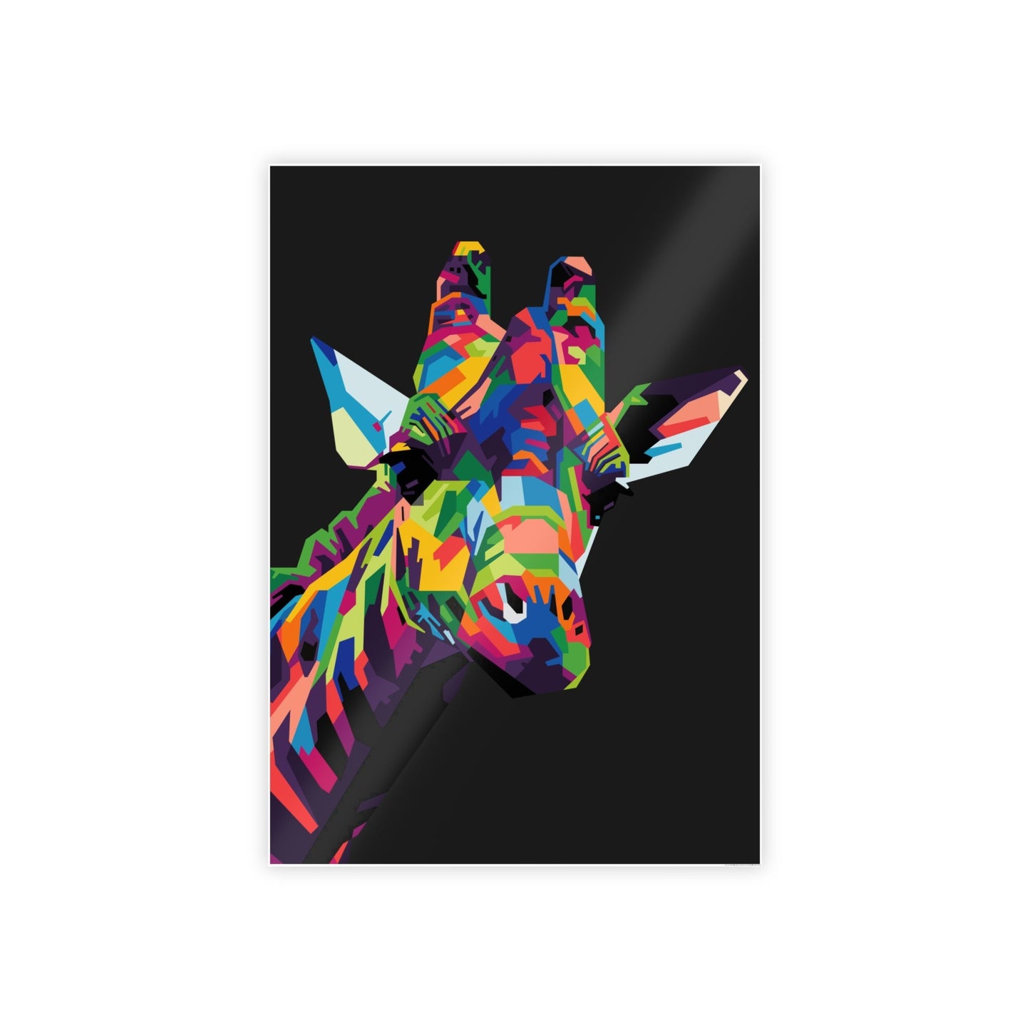 Splash of Color: A Vividly Colored Artistic Print of a Giraffe on Canvas & Poster