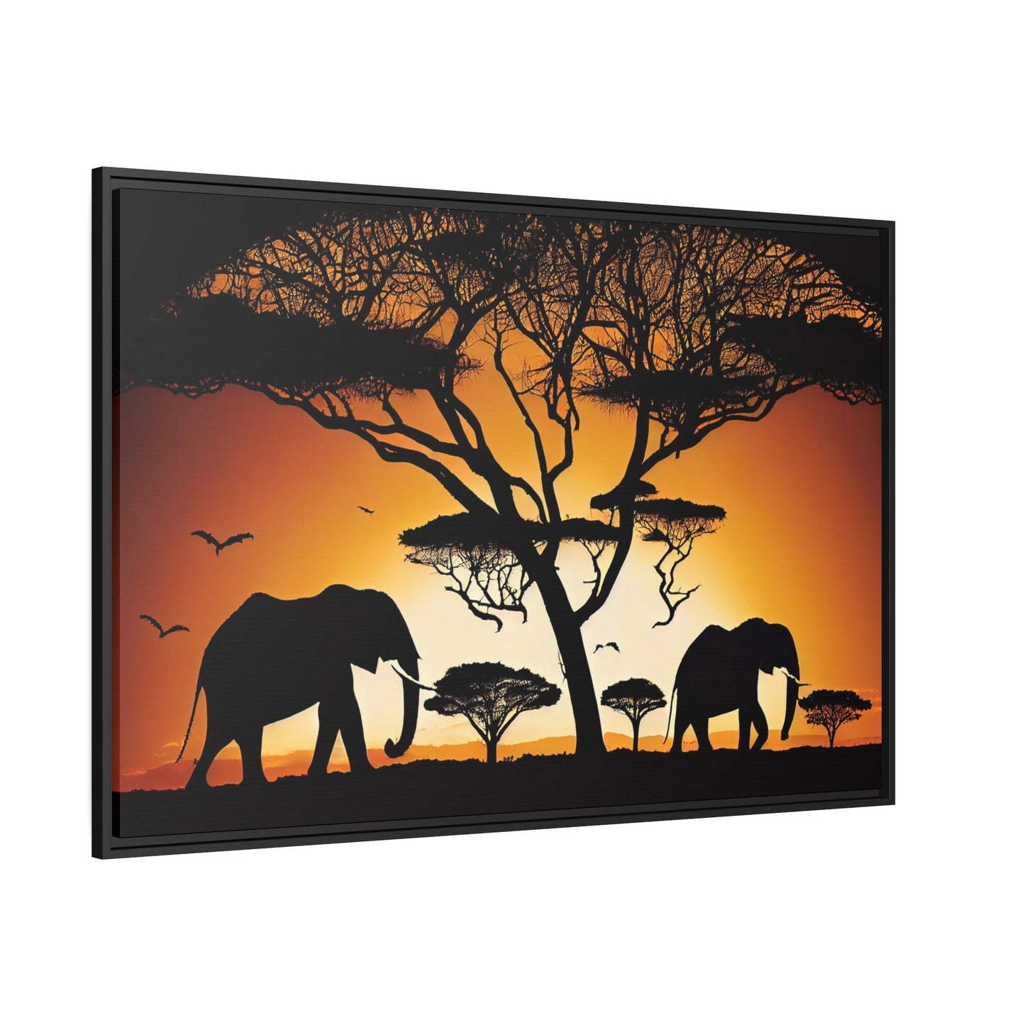 African Majesty: Framed Poster of Elephants in Savanna