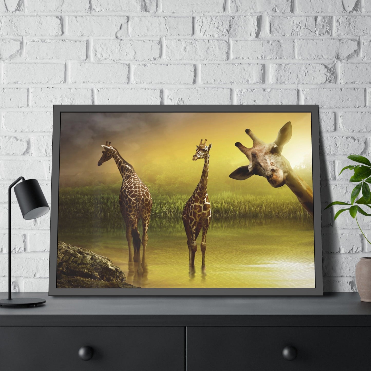 Nature's Gentle Giants: Poster & Canvas of Giraffes in Their Natural Habitat