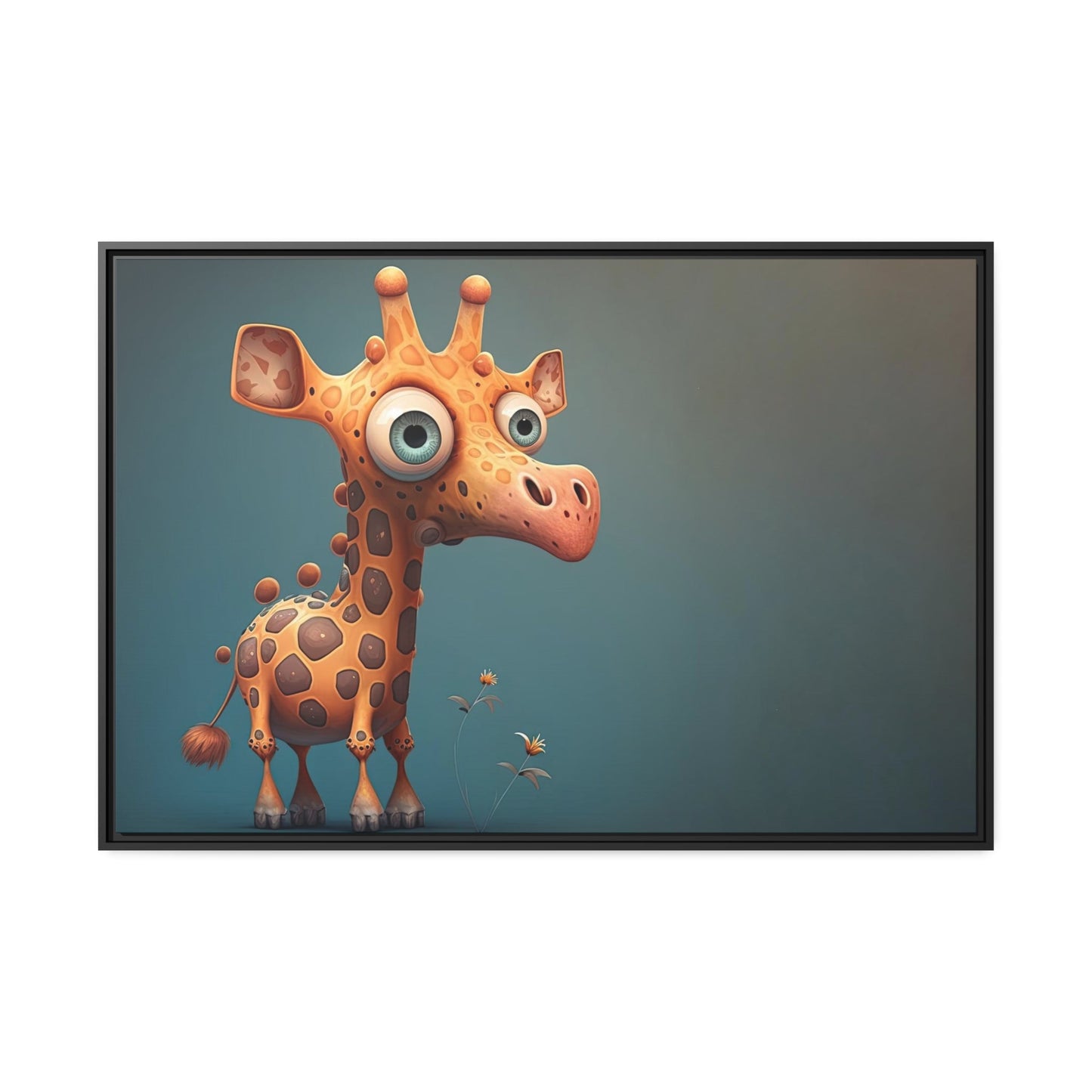 Portrait of a Gentle Giant: Framed Canvas with a Giraffe in the Wild