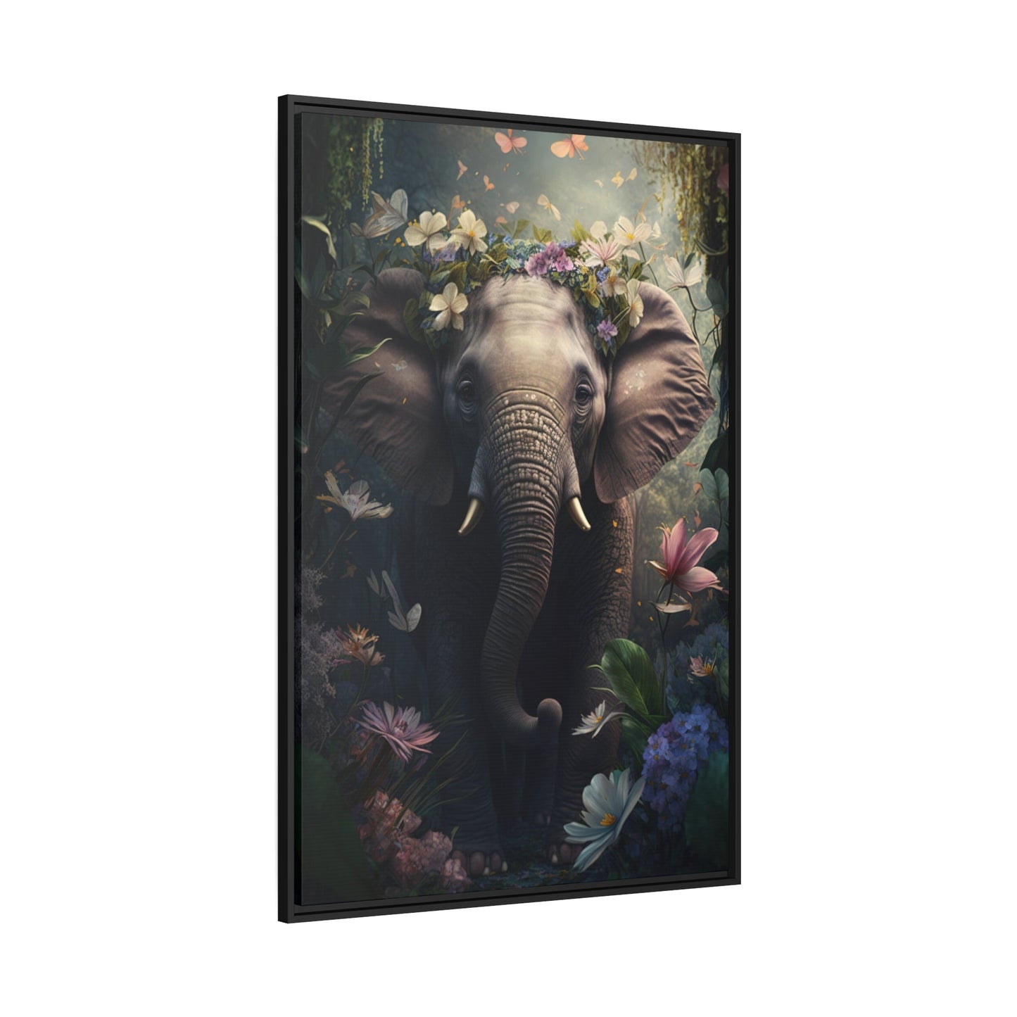 Elephant Dreams: Natural Canvas Print for Bedroom Decor