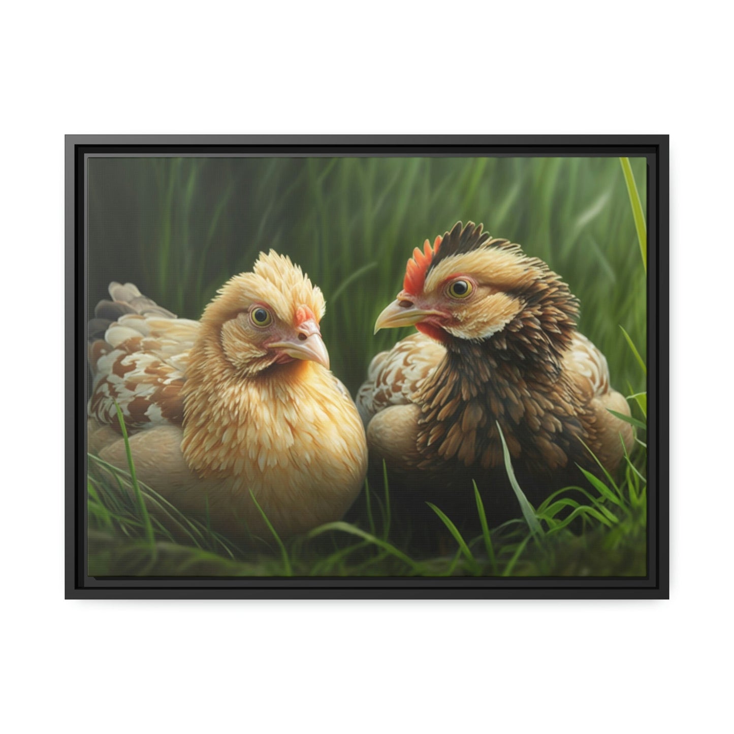 Rustic Henhouse: Framed Canvas with Delightful Chickens