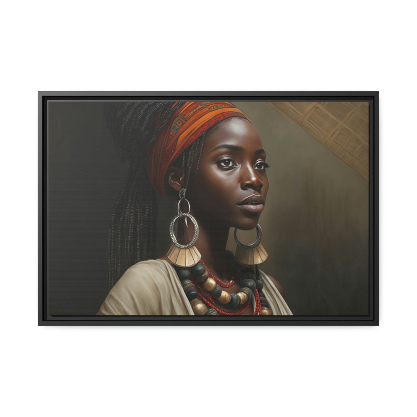 Captivating Beauty: African Woman on Natural Canvas and Framed Poster