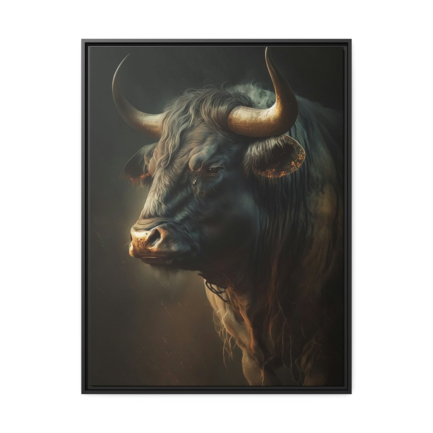 Bull's Strength: Canvas Wall Art Print of Majestic Horned Animal