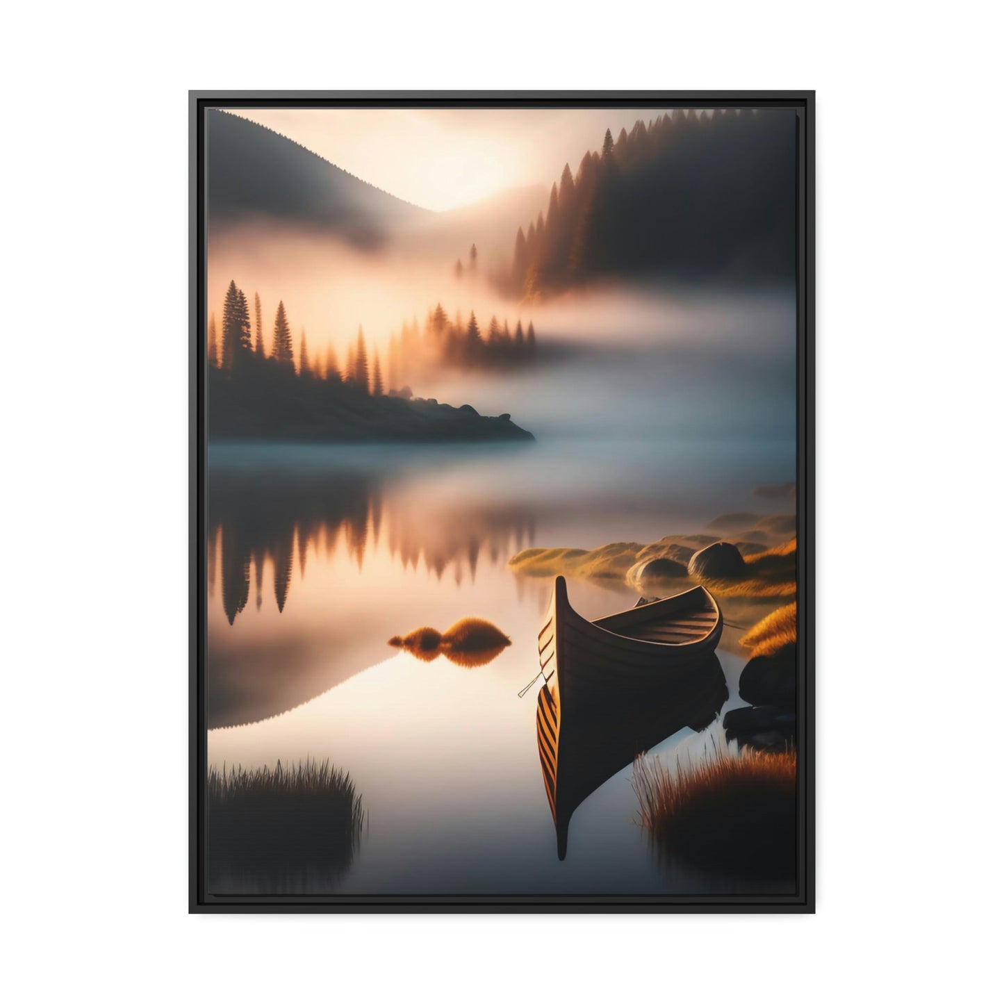 Water's Tranquility: Artful Canvas and Poster Print of Lakes and Rivers