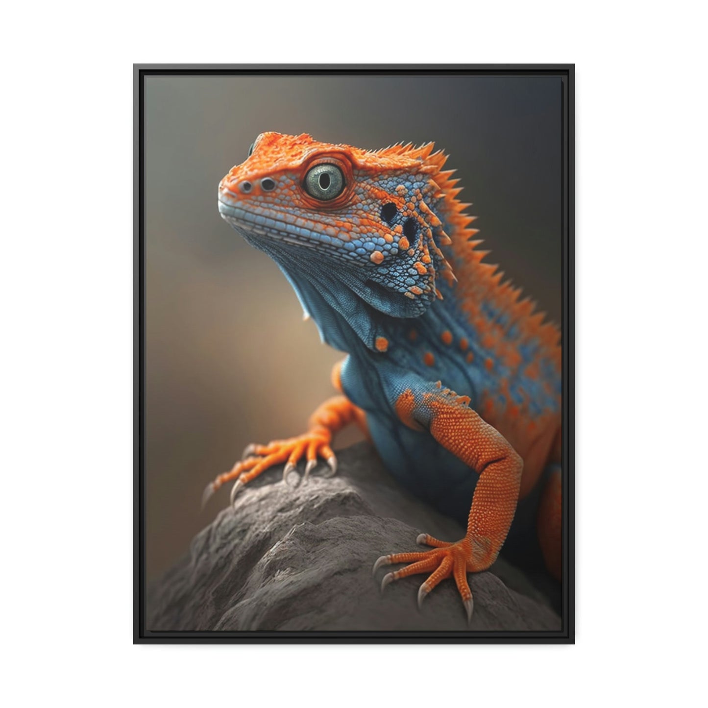 Bold and Bright: Vibrant Lizard Print on Natural Canvas & Poster