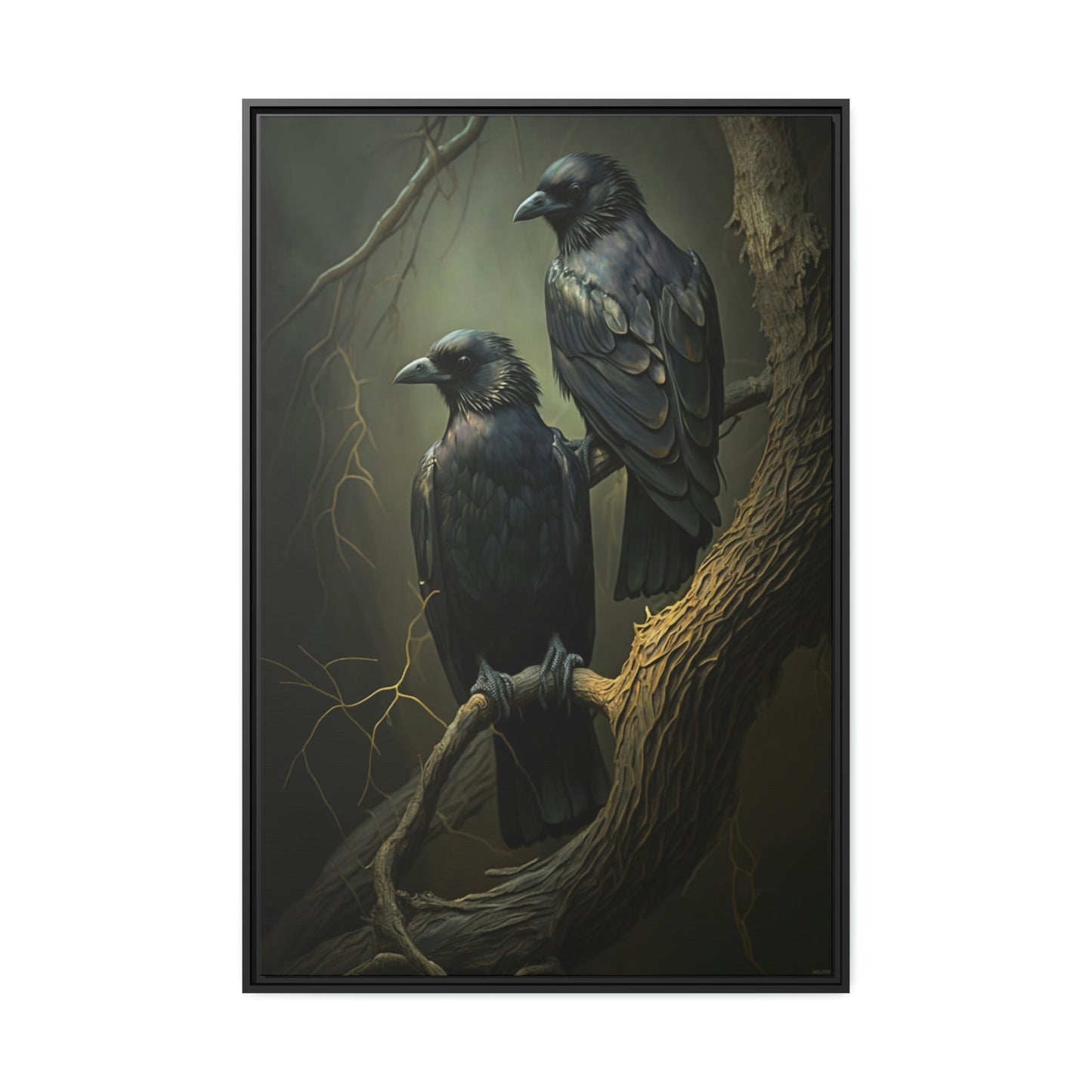 Guardians of the Night: Ravens Perched on a Branch