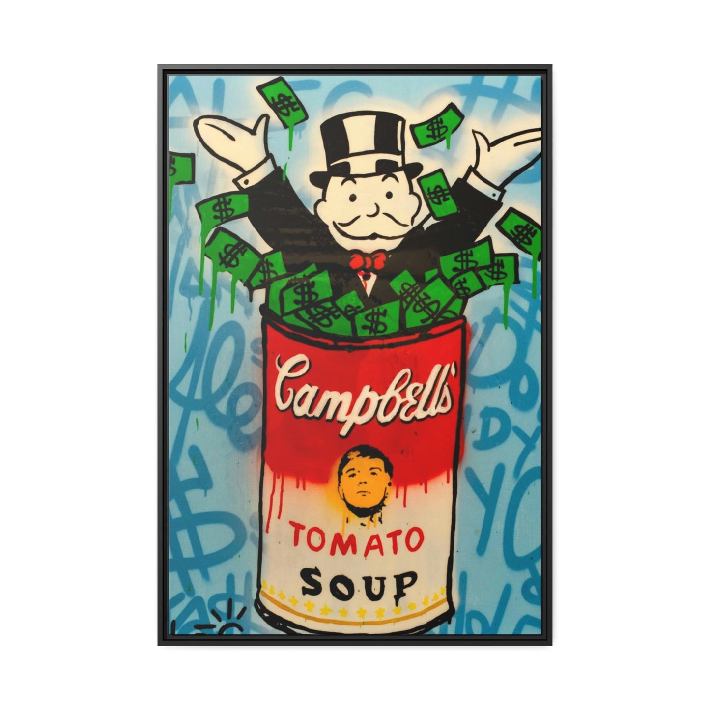 Money Talks in Alec Monopoly's Canvas Painting: Wall Art and Poster for Finance Enthusiasts