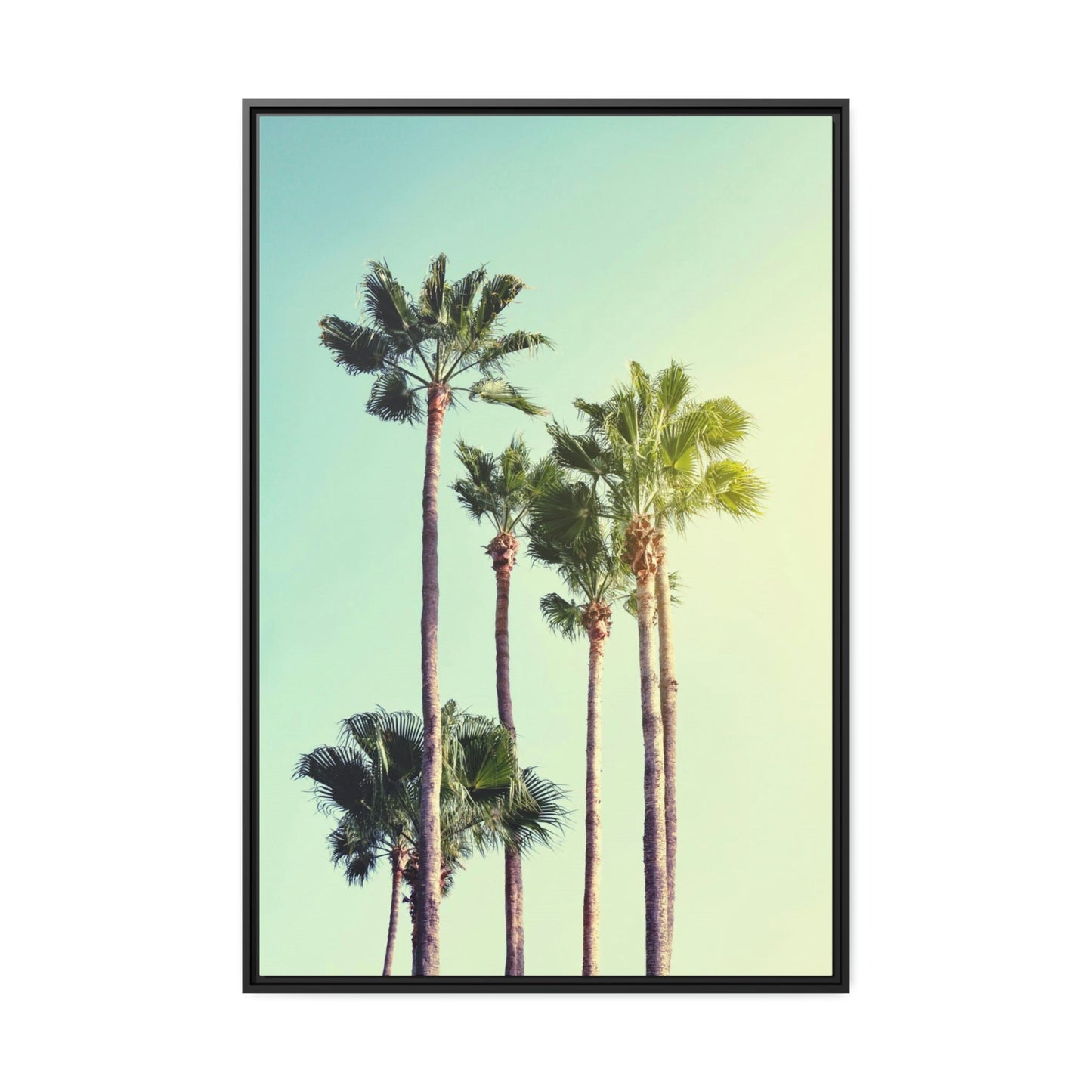 The Palm's Path: A Mesmerizing Wall Art of Palm Trees Lining a Road