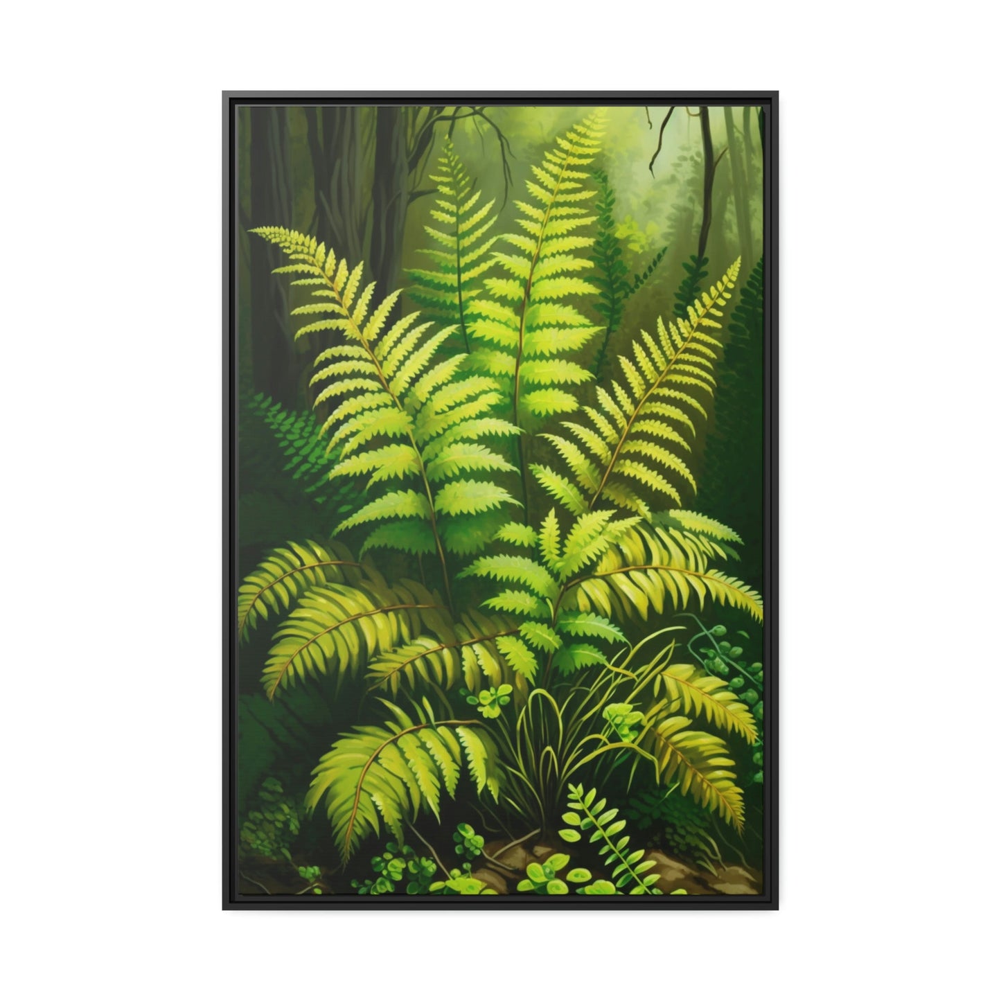 The Enchanted Forest: A Painting on Canvas Featuring Ferns