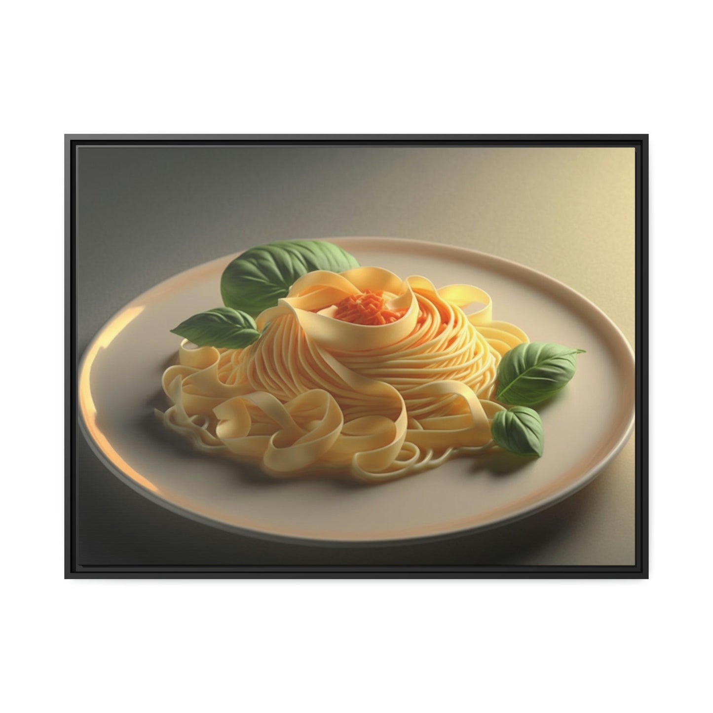 Pasta Perfection: Beautiful Canvas Print of a Plate of Spaghetti