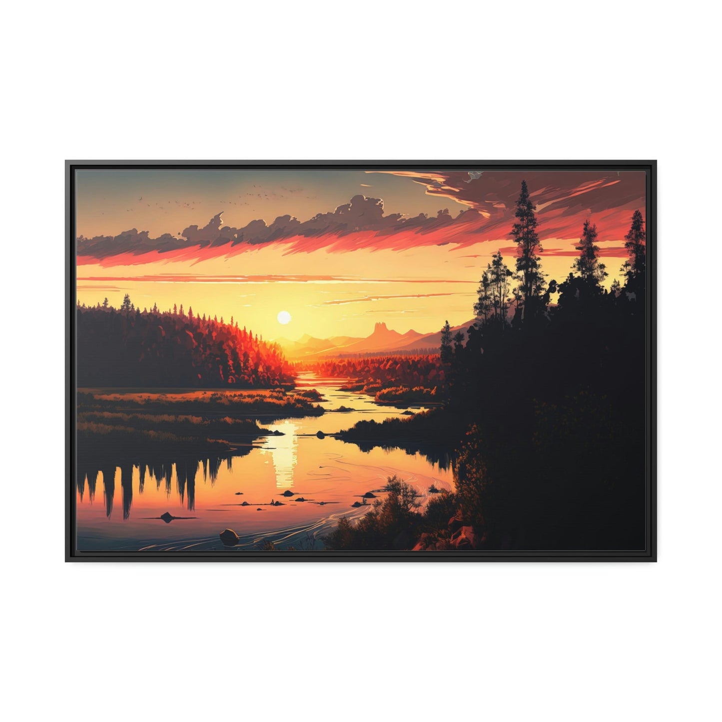 Colors of the River: Natural Canvas Wall Art with Vibrant River Scenery