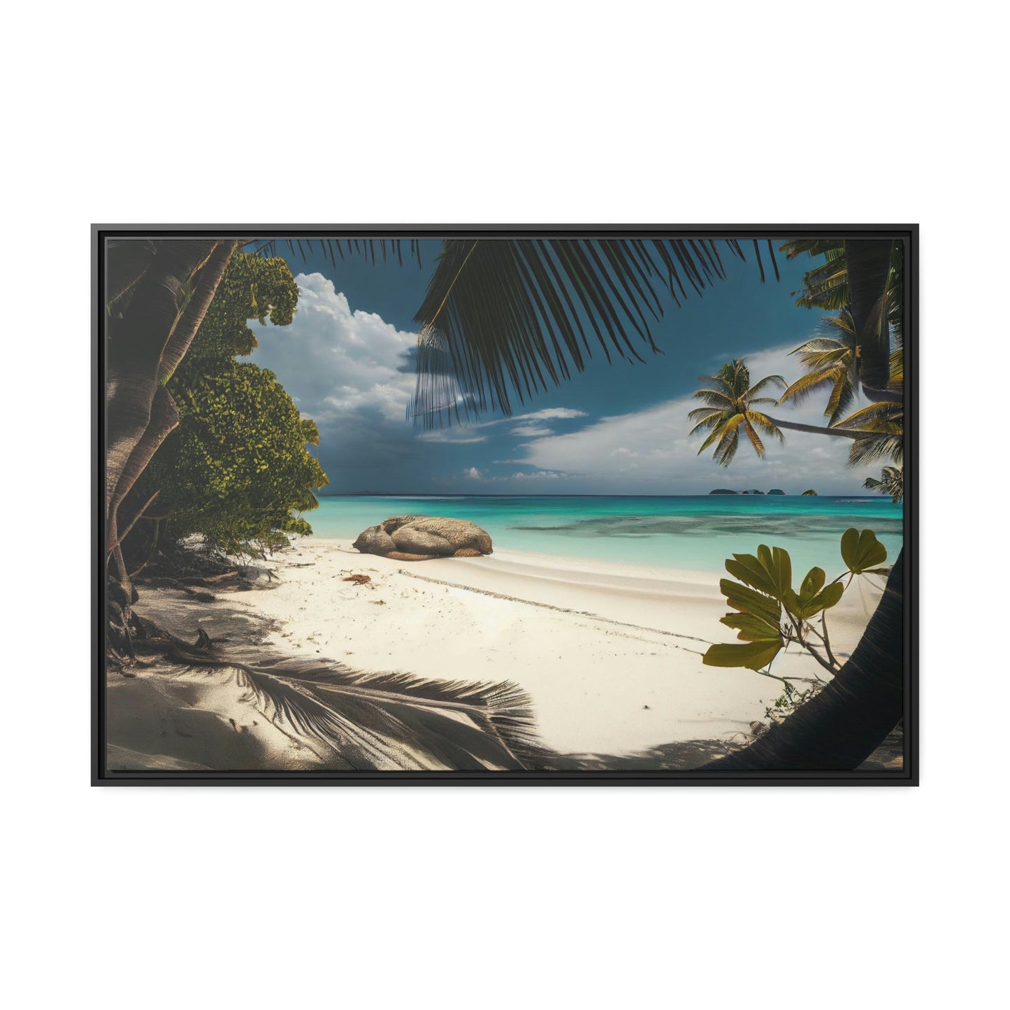 Beach Bliss: Framed Canvas & Poster of a Joyful Island Beach on a Summer Day