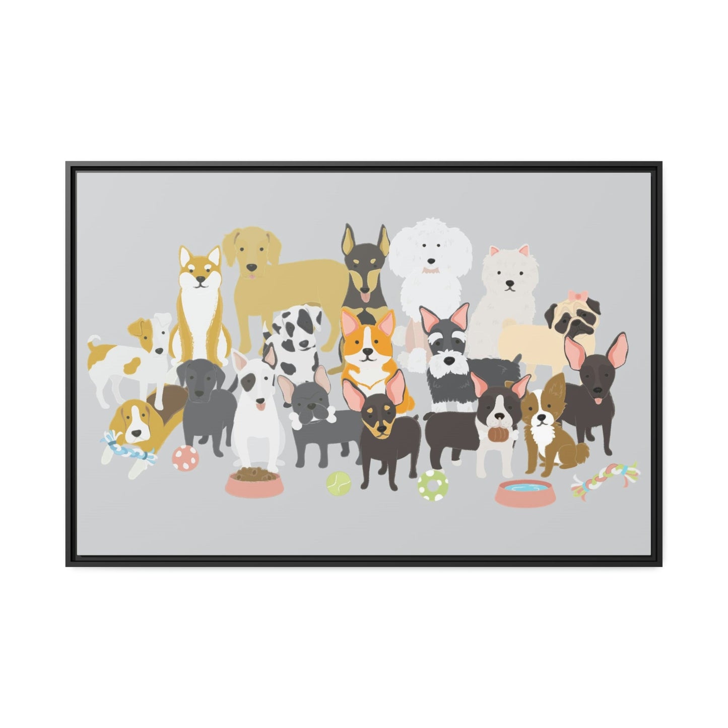 Canine Comfort: Poster of Dogs Relaxing on a Framed Canvas