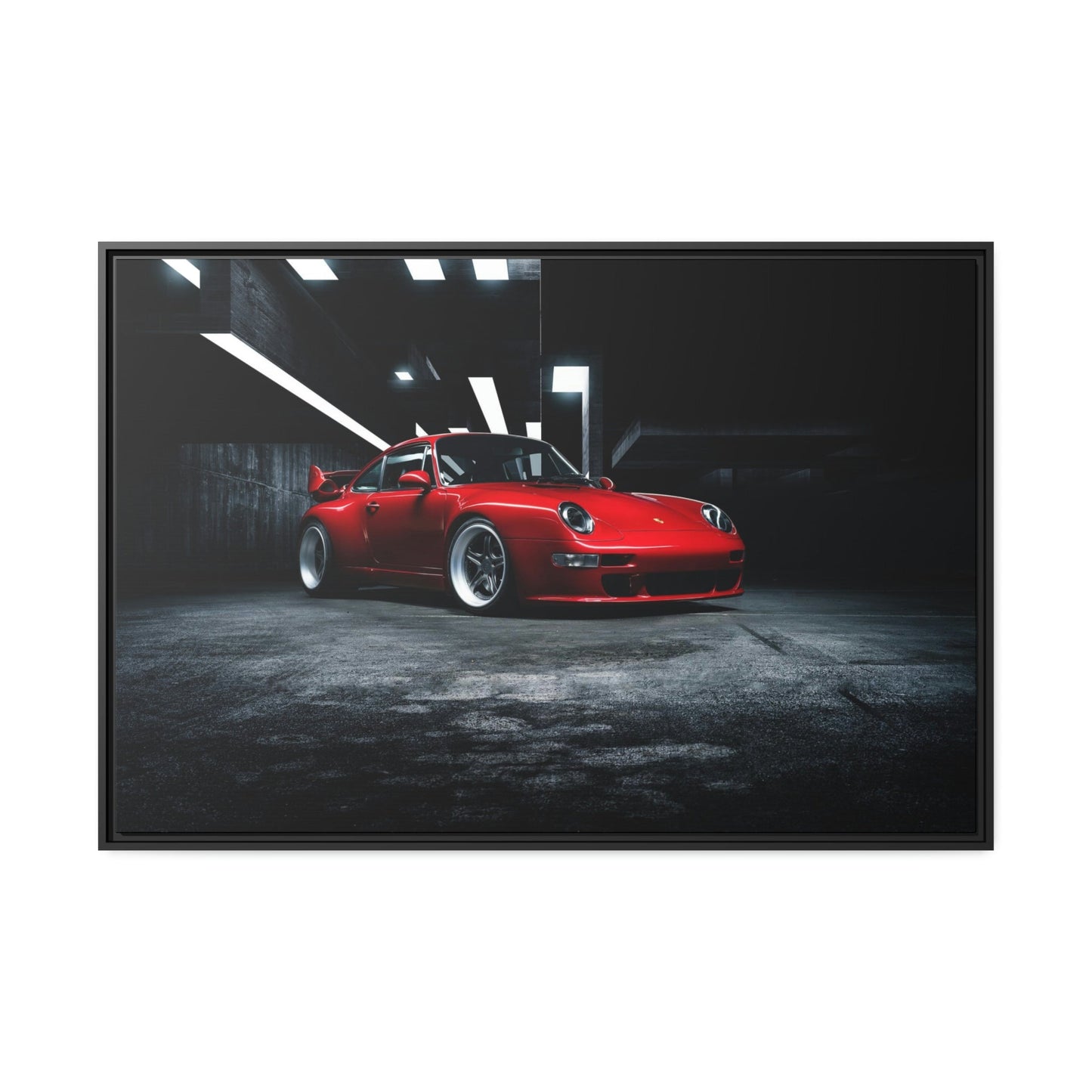 Passionate Red Porsche: A Vibrant Print on Natural Canvas & Poster