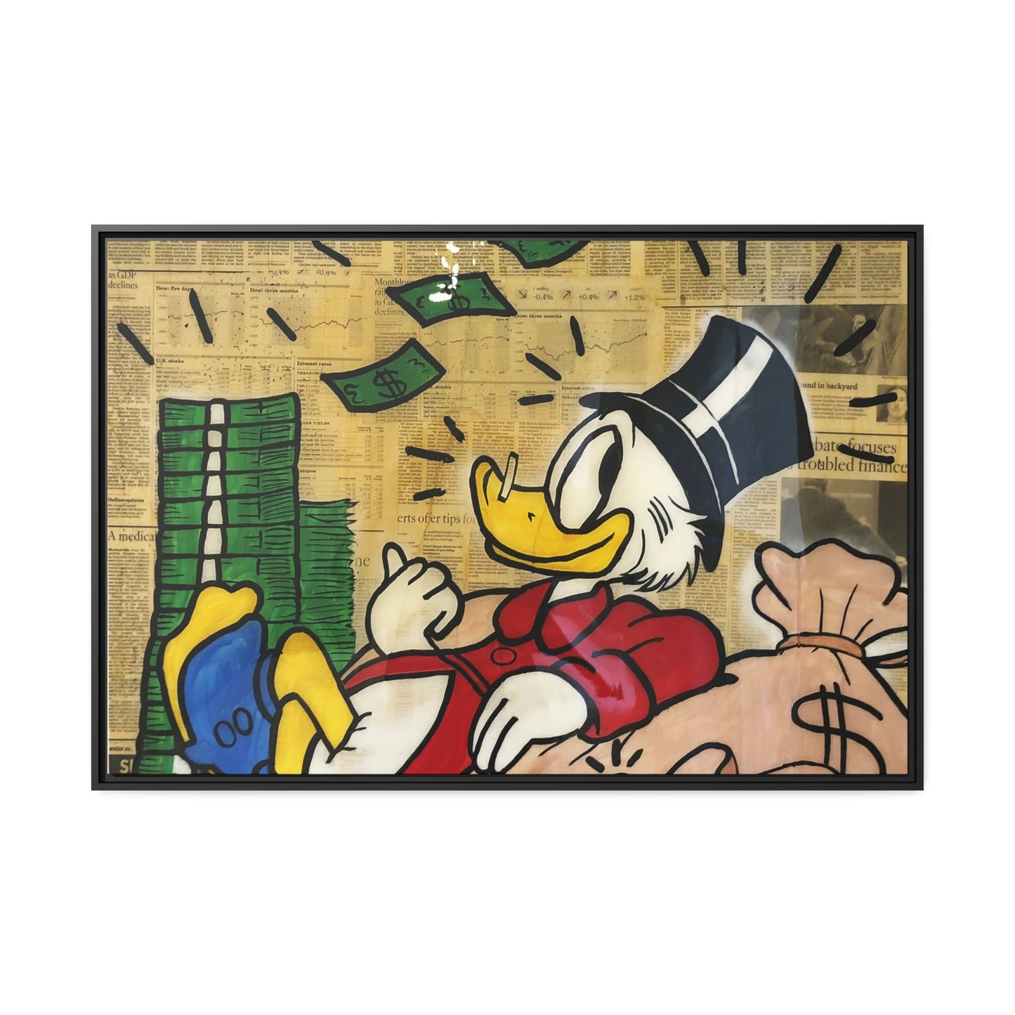 Alec Monopoly's Duck Tales: Disney's Duck as Street Art on Natural Canvas and Framed Poster