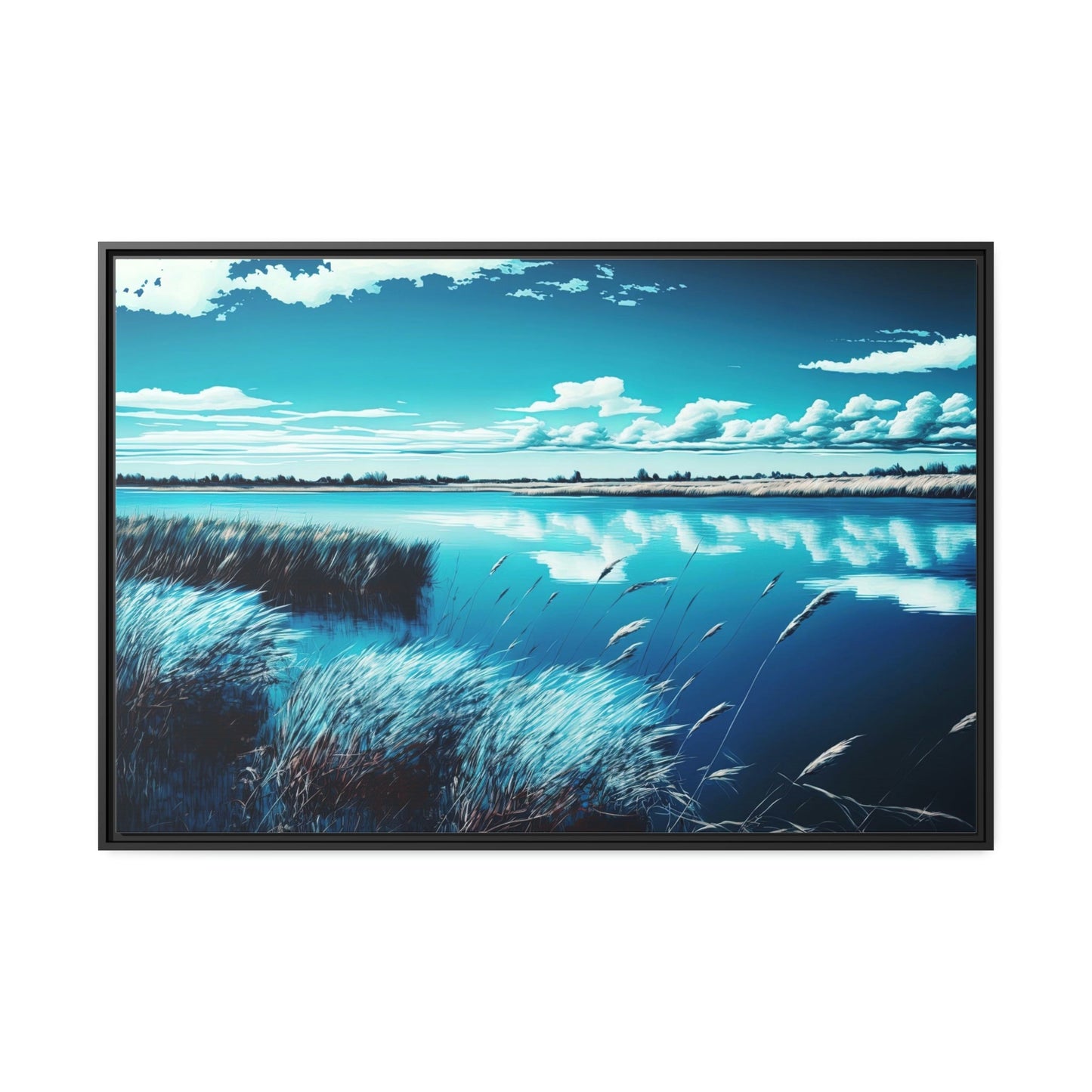 Lakeside Harmony: Print on Canvas with Tranquil Lake Scenery