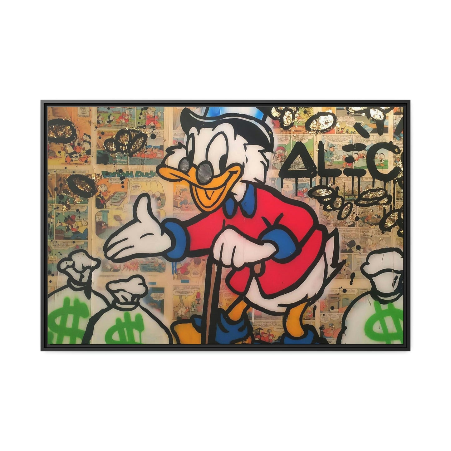 Monopoly Madness: Disney's Duck in Alec Monopoly Style on Canvas and Framed Poster