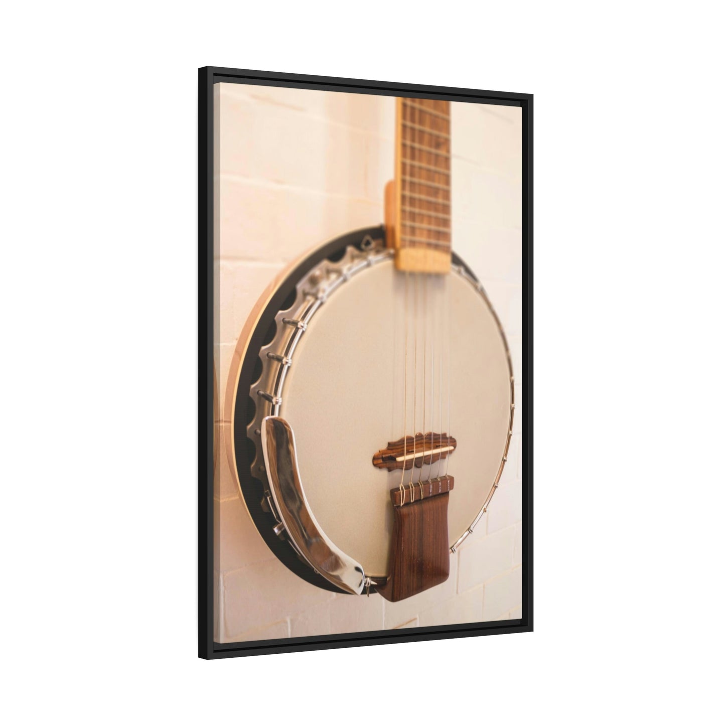 Melodic Strings: Art Print on Canvas with a Close-Up of a Banjo
