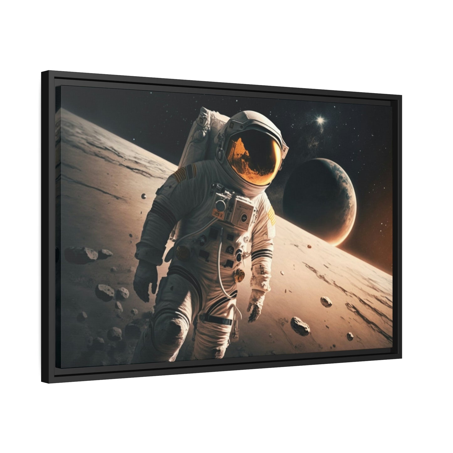 Journey to the Stars: Astronauts on Natural Canvas and Framed Poster