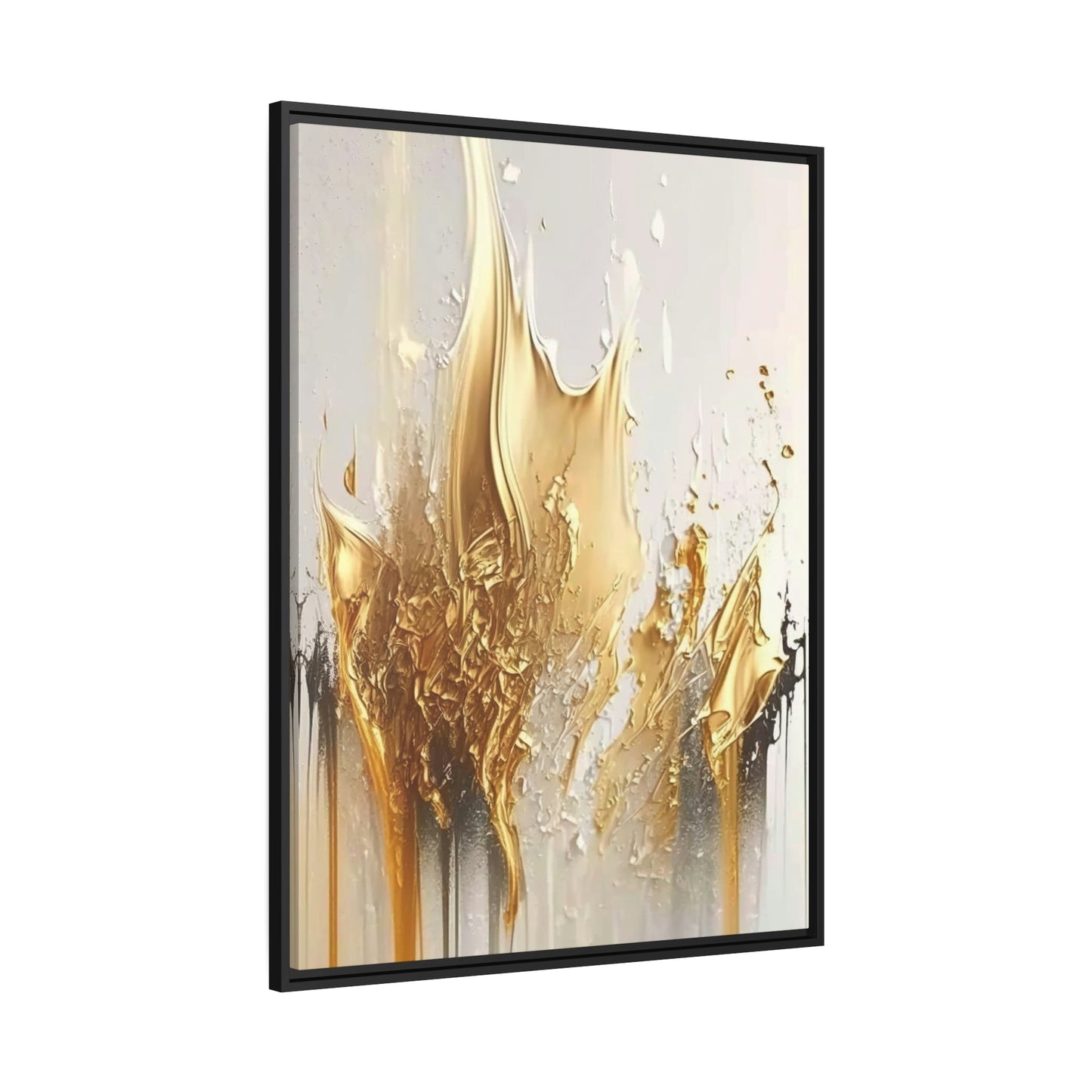 Gilded Beauty: Print on Canvas of a Glamorous and Rich Abstract Art in Gold Hues on Natural Canvas