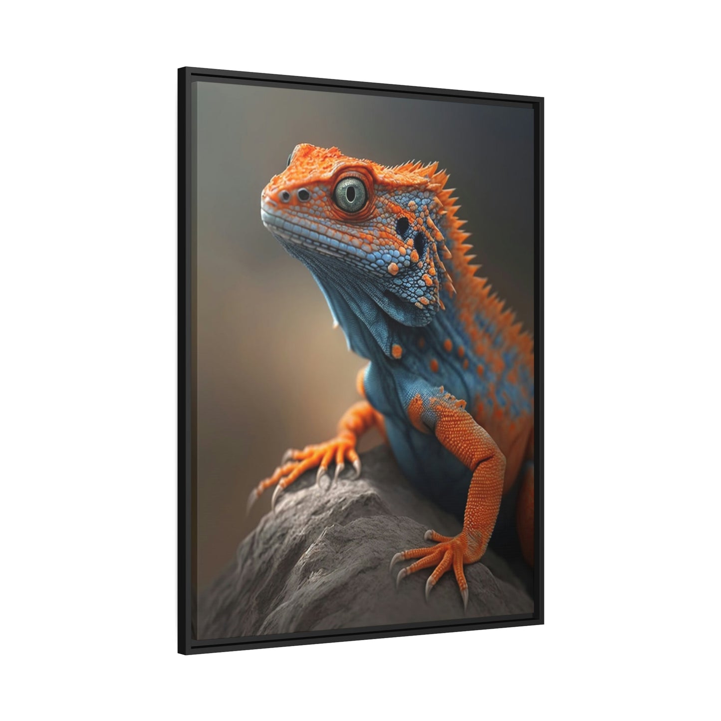 Bold and Bright: Vibrant Lizard Print on Natural Canvas & Poster