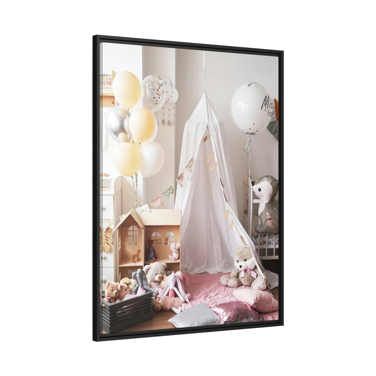 Princess Dreams: Elegant Framed Canvas for Girls Room Wall Decor