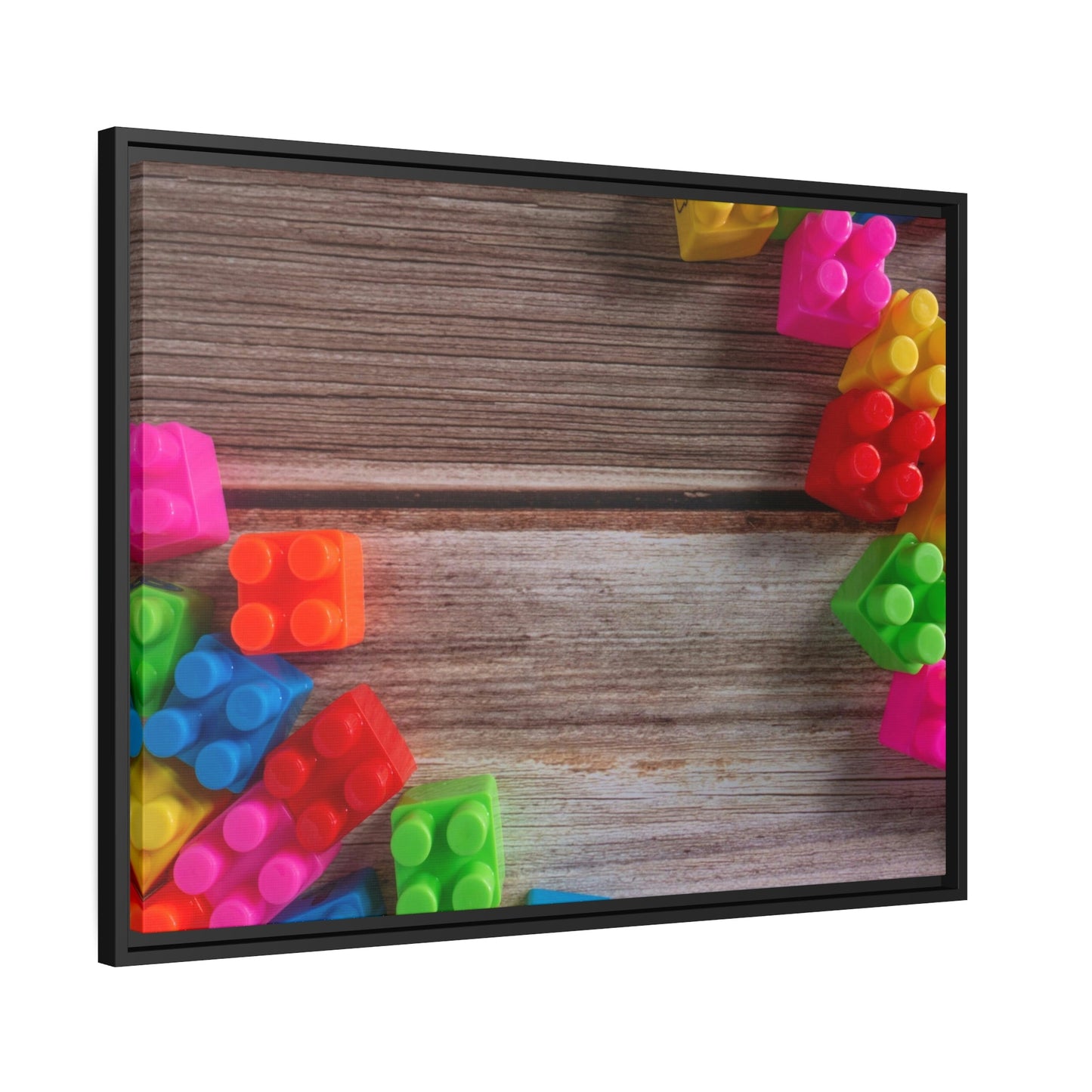 Colorful Block Mastery: Framed Canvas and Print of Lego Art