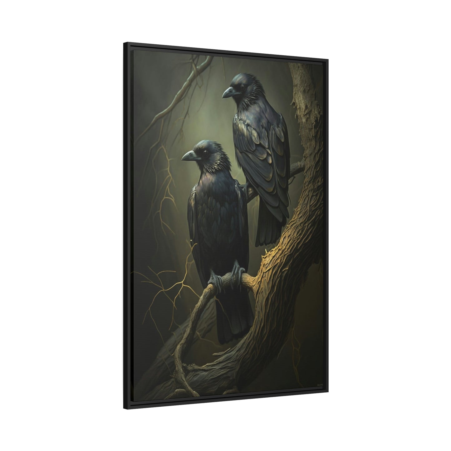 Guardians of the Night: Ravens Perched on a Branch