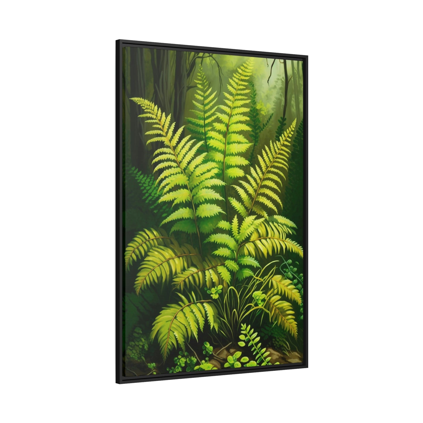 The Enchanted Forest: A Painting on Canvas Featuring Ferns