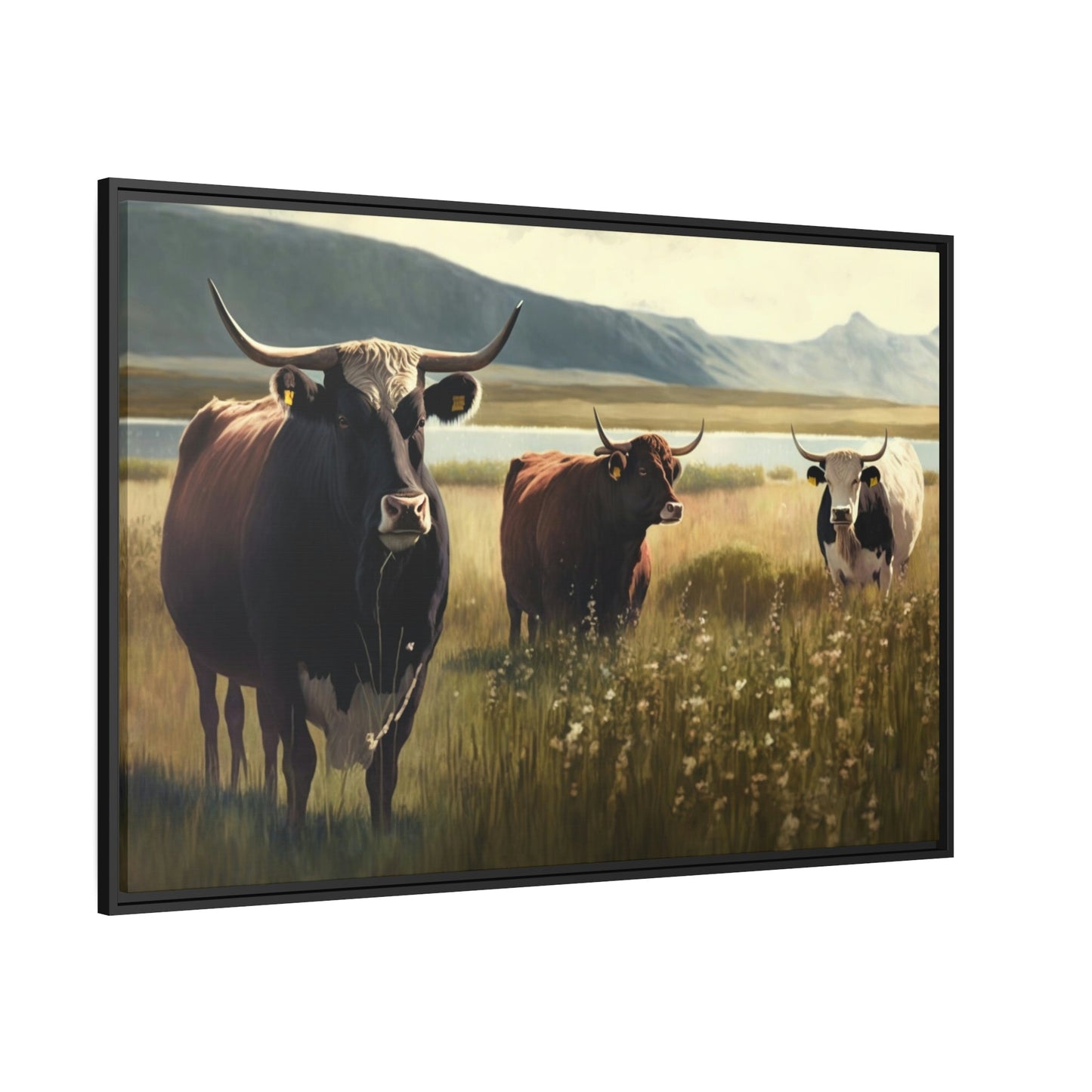 Fields of Bovine Wonder: A Painting of Cows on Canvas